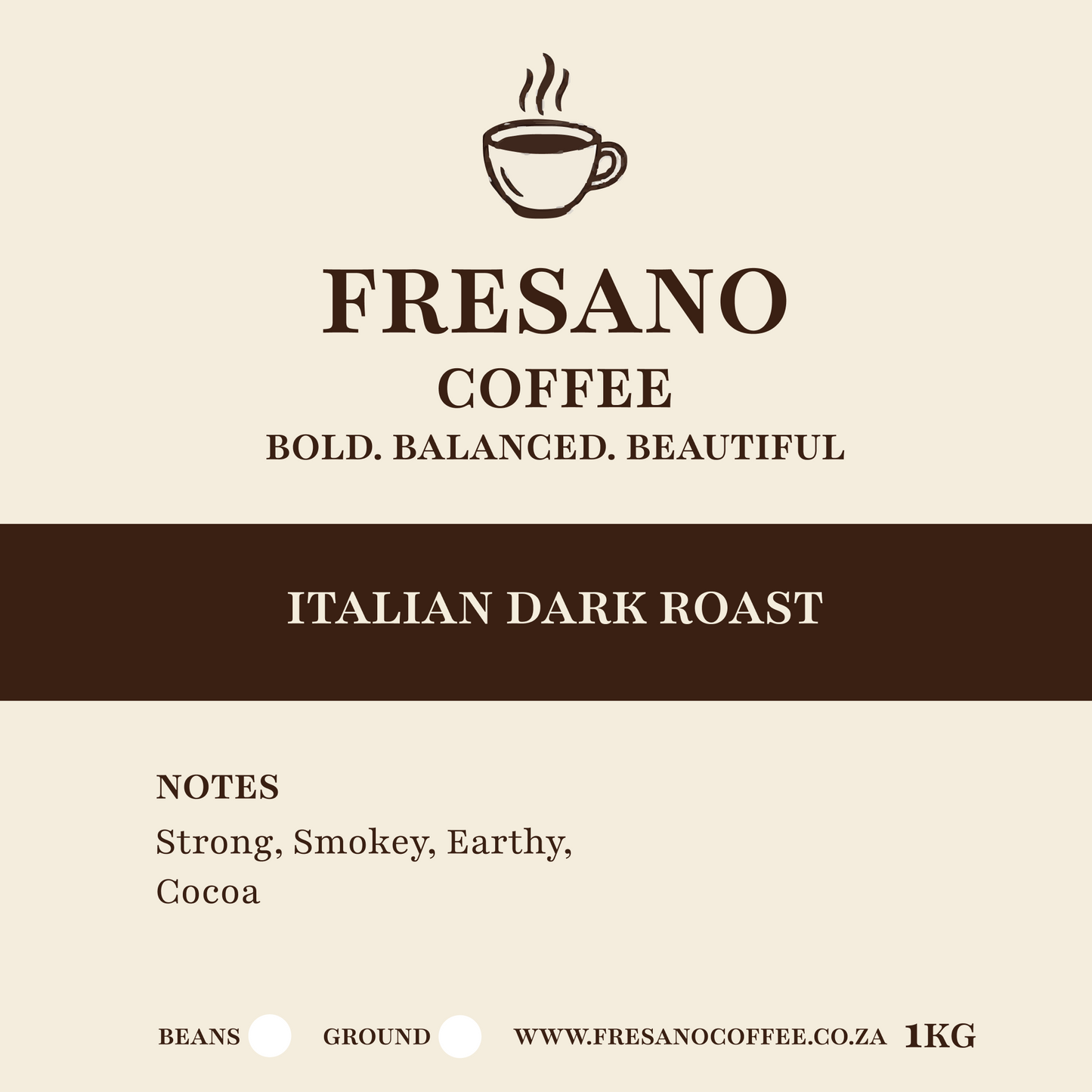 Fresano Dark Roast Italian Coffee Label